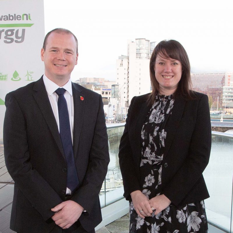 COP26 Regional Roadshow event, Smart Energy Conference took place in Belfast’s ICC today (Tuesday 2 November). Organised by RenewableNI as part of the Presidency Programme on the theme of Energy, the keynote speech was provided by Northern Ireland Economy Minister Gordon Lyons. Also pictured are Le-ann Campbell, Associate Solicitor, Carson McDowell energy team; Rachel Anderson, Head of Communications and Policy, RES and Head of RenewableNI, Steven Agnew. Le-ann Campbell delivered a speech to the audience about the changes needed for the renewable electricity industry to embrace ‘going digital’. Rachel Anderson, who is the current Chair of RenewableNI, was part of the Future of Renewable Energy panel discussion at the event. Photo/Paul McErlane