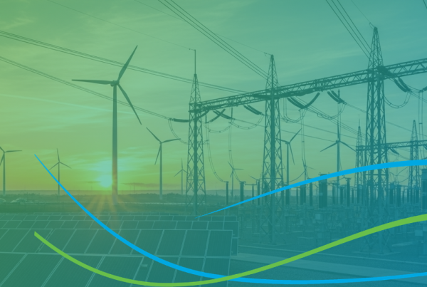 Smart Energy image of turbines, solar panels and grid inftrastructure