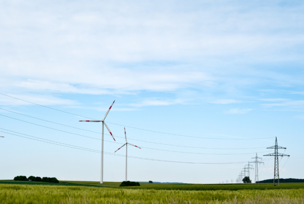 Wind turbine and pylon with SONI logo